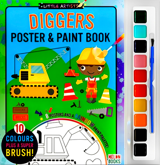 Diggers Poster & Paint Book