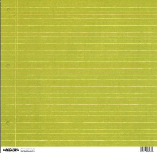 Scrapbook Paper: Sheet Green Line
