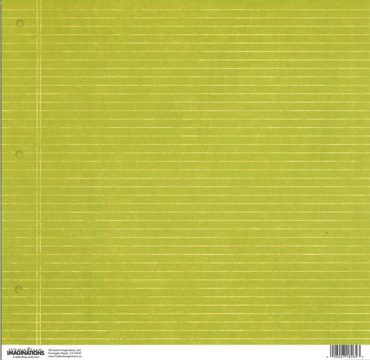 Scrapbook Paper: Sheet Green Line