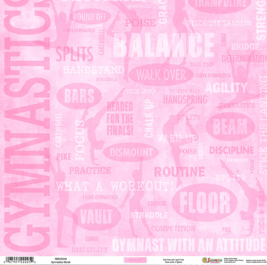 Scrapbook Paper: Gymnastics Words