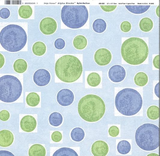 Scrapbook Paper: Big Dots Blue/Green
