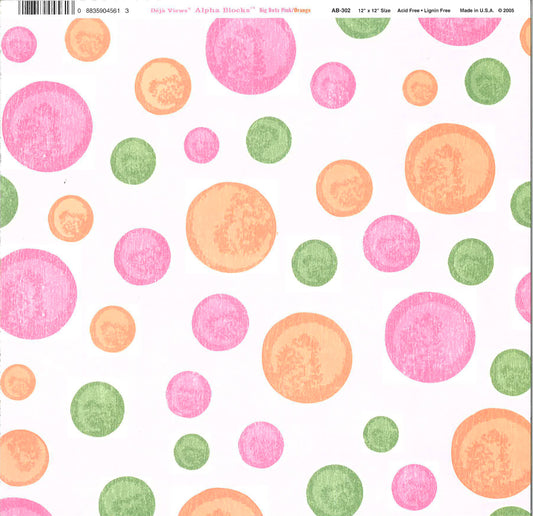 Scrapbook Paper: Big Dots Pink/Orange