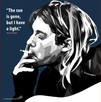 Kurt Cobain Smoking Pop Art Medium Size (20'X20)
