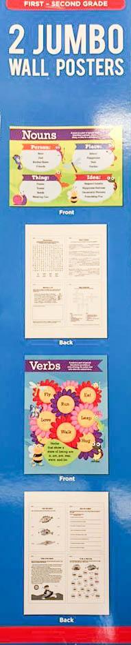 2 Jumbo Educational Wall Posters with Bonus worksheets for First-Second Grade