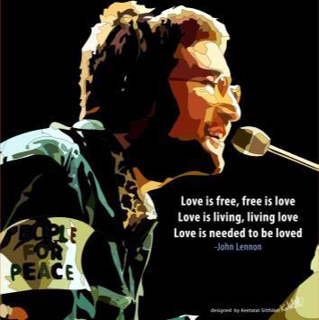 John Lennon: Black- Love Is Free Pop Art (10'X10')