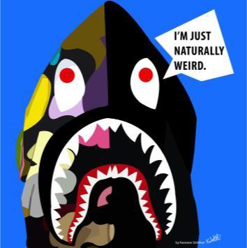 Shark Mask: Blue- I'M Just Naturally Weird Pop Art (10'X10')