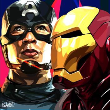 Civil War Ver.1: Captain America/Iron Man Pop Art (20X20)