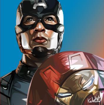 Captain America With Sheild Ver.4_Teamcap Small Pop Art (10X10)