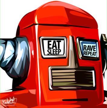 Red Robot: Eat Sleep. Rave Repeat Pop Art (10X10)