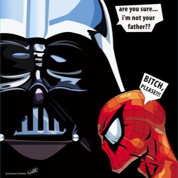 Darth Vader With Spiderman Pop Art (10X10)