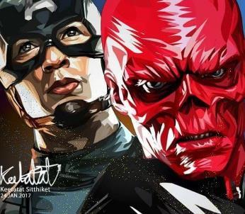 Captain America & Red Skull Pop Art 10X10