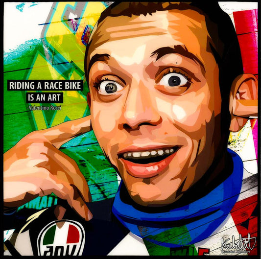 Valentino Rossi_Riding A Race Bike Pop Art (10'X10')