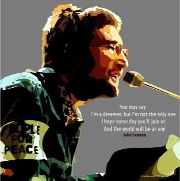 John Lennon: You May Say (Grey) Pop Art Medium Size (20X20)