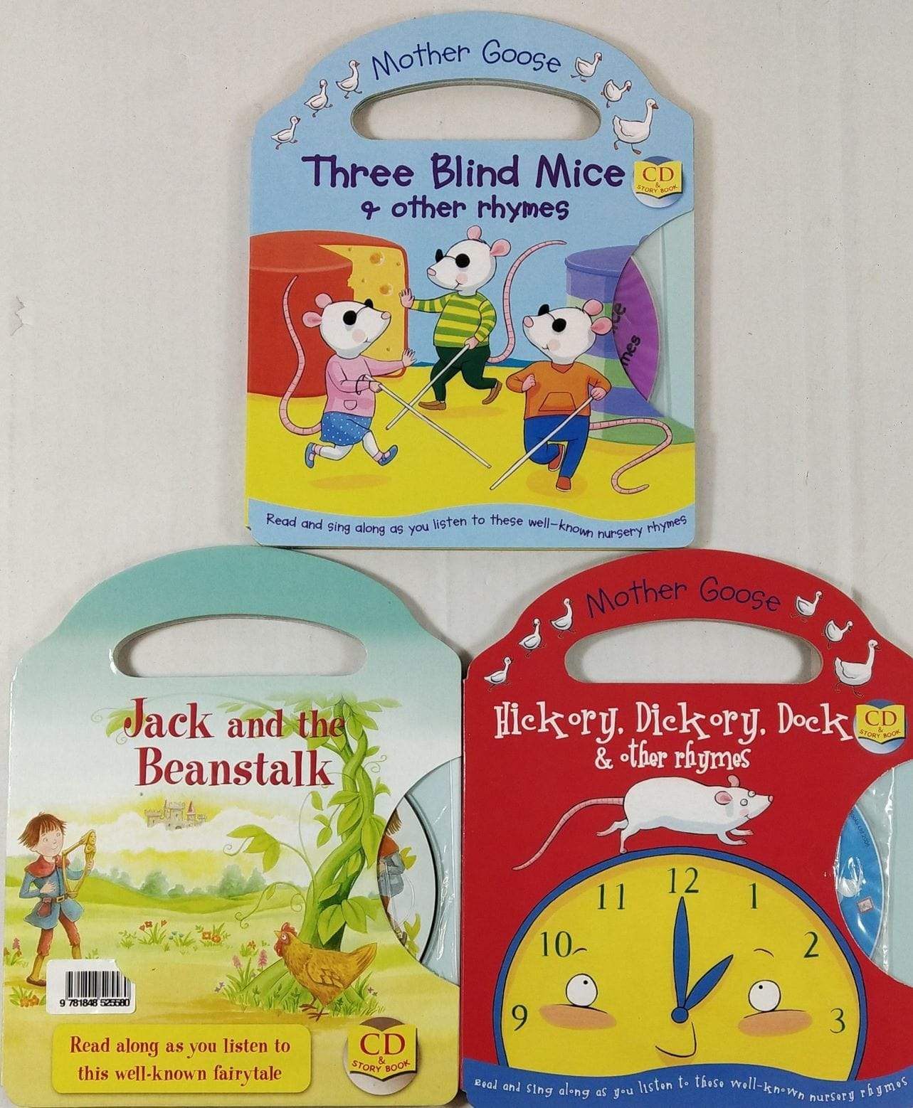 3 Books Set (Jack and the beanstalk,Hickory Dickory Dock, & Other Rhymes, Thee Blind Mice and Other Rhymes)
