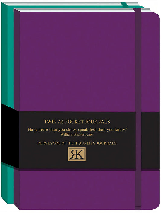 Pocket Journal: Purple & Jade Green (Twin Pack)