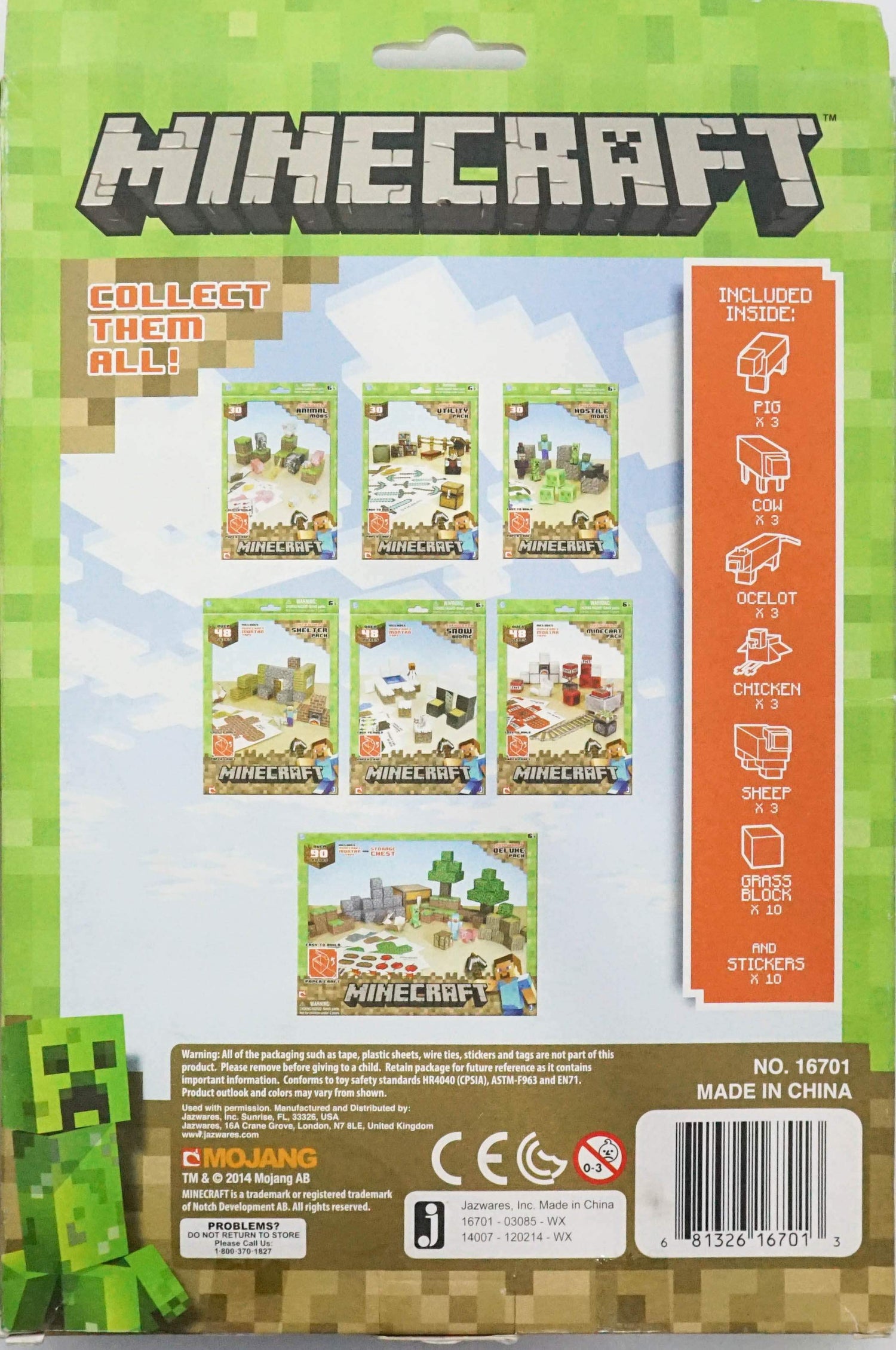 Minecraft Papercraft Animal Mobs Set (Over 30 Pieces) , New, Free Shipping