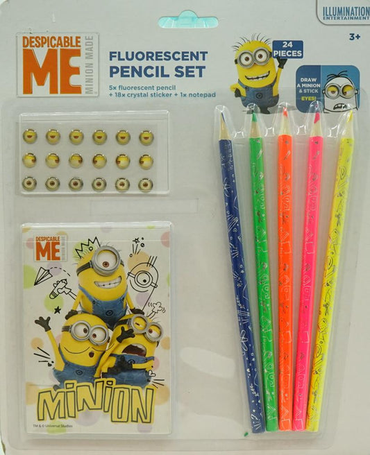 Despicable Me Fluorescent 5 Pencil Set (With Notepad)