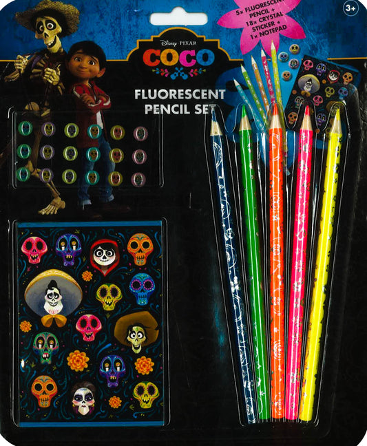 Coco Fluorescent 5 Pencil Set (With Notepad)
