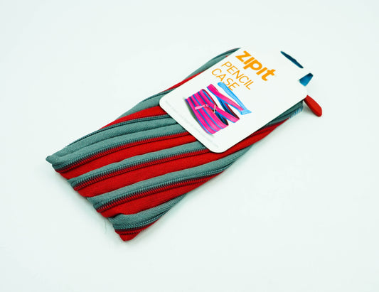 Zipit Bright Twister Pouch: Red & Grey