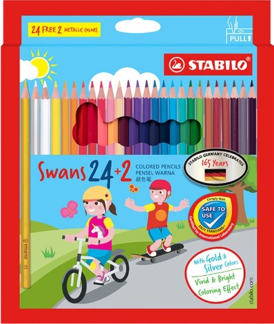 Stabilo Swans Coloured Pencil - 24+2's (Gold & Silver) F/L