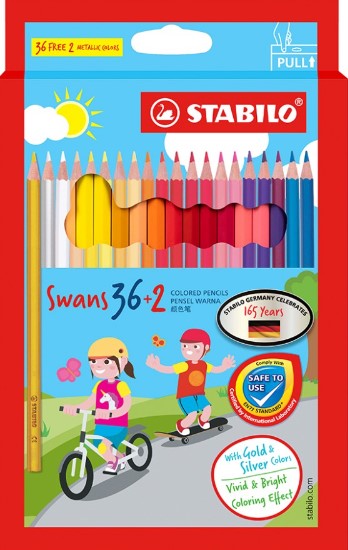 Stabilo Swans Coloured Pencil - 36+2's (Gold & Silver) F/L