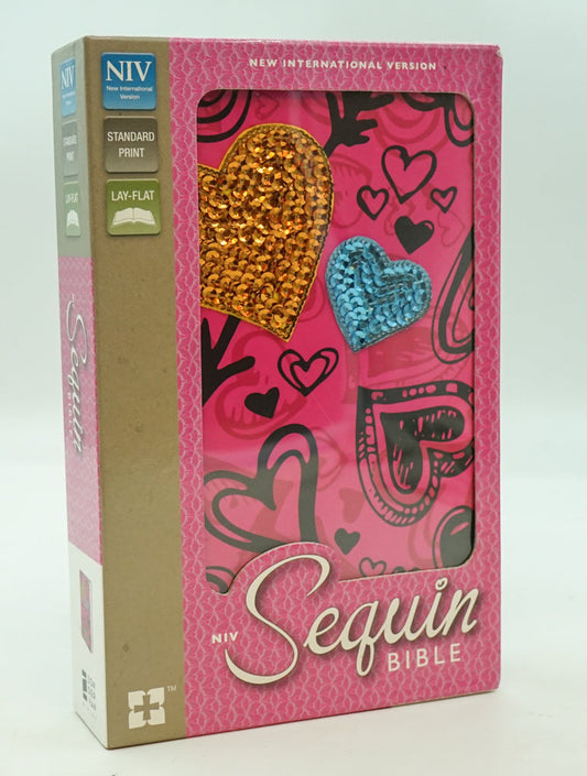 Niv Sequin Bible (Hot Pink Hearts Padded)