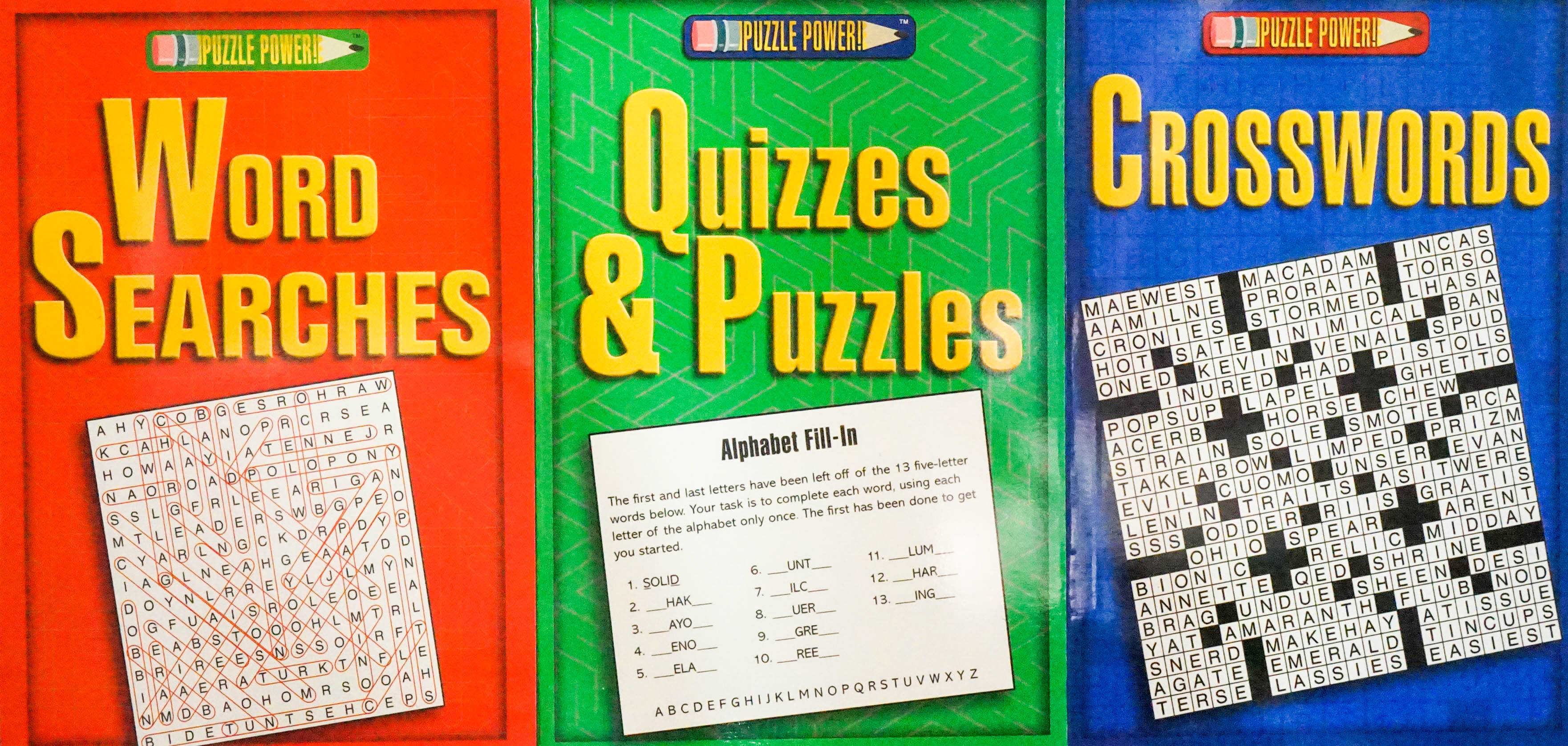 Puzzle Power (3 Books): Crosswords, Word Searches, Quizzes & Puzzles ...