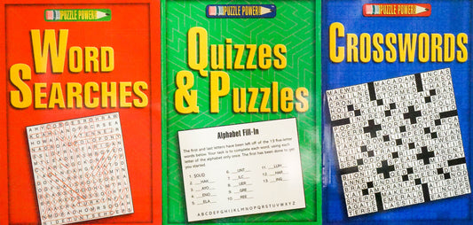 Puzzle Power (3 Books): Crosswords, Word Searches, Quizzes & Puzzles