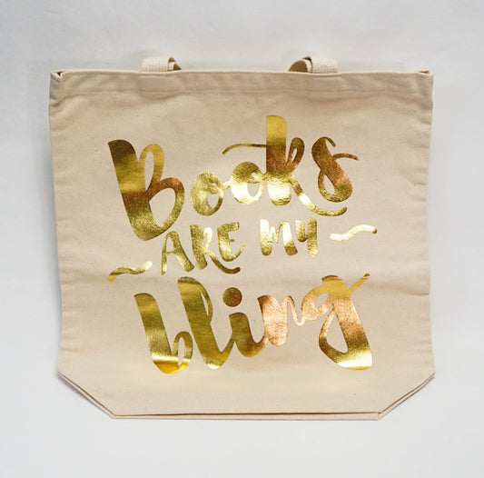 Tote Bag: Books Are My Bling (Cream)