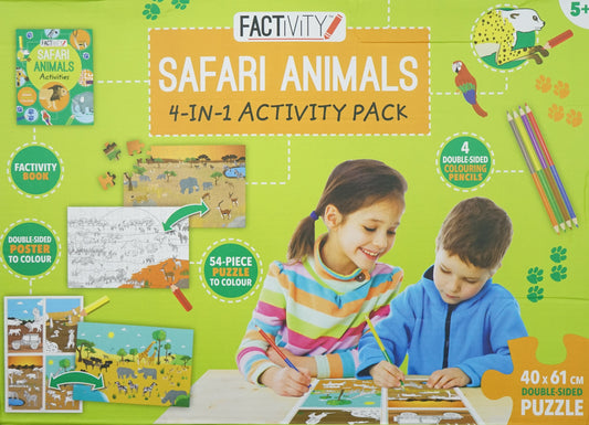 Factivity Pack Safari Animals 4-In-1 Activity Pack