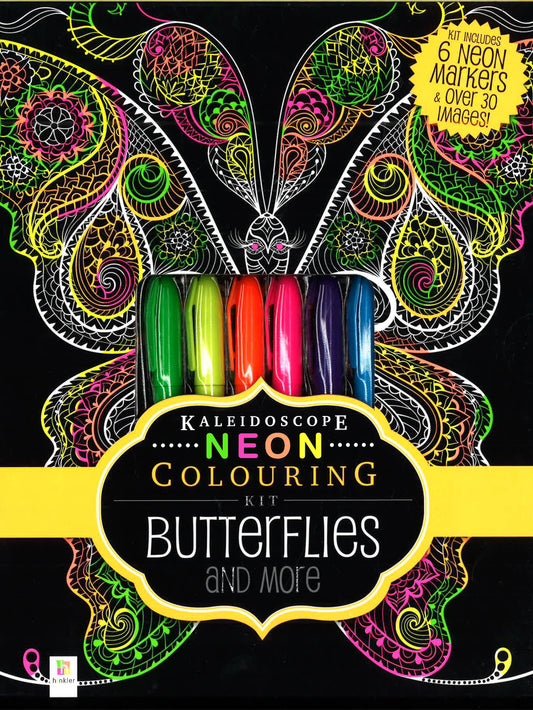 Neon Colouring Kit With 6 Highlighters: Butterflies