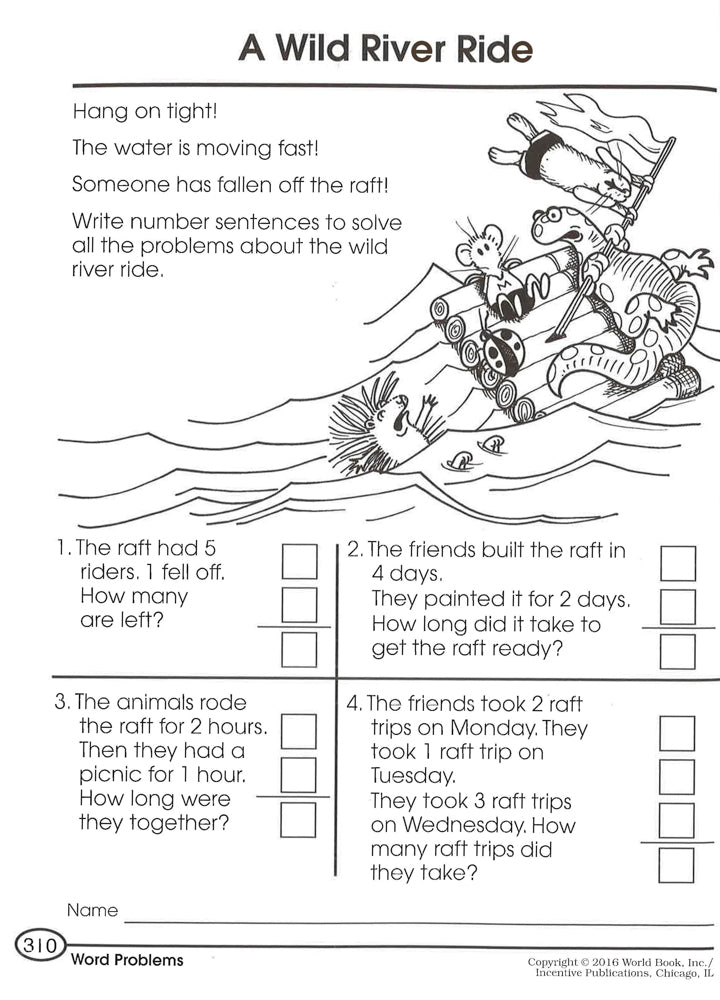 Answersheet Fort River Riding Math Skill Practice, Grade 1 – BookXcess