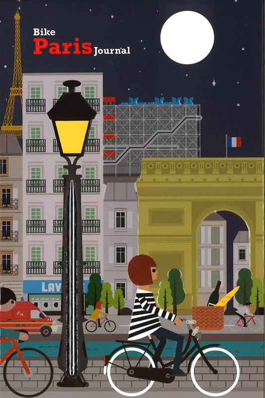 Bike Paris Journal: Lined Journal, HarDCover With Accordion Pocket, And Embedded Pen