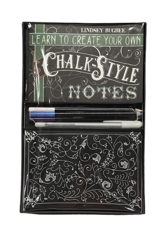 Learn To Create Your Own Chalk Style Notes: Includes White Gel Pens, Chalk Pencils, Black Paper Note Cards And Postcards And An 32 Page Instruction Book