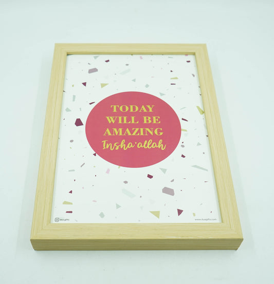 Today Will Be Amazing (Navy) Framed Print Art A4