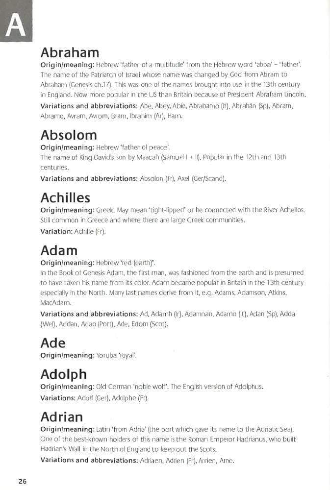 A To Z Of Baby Names