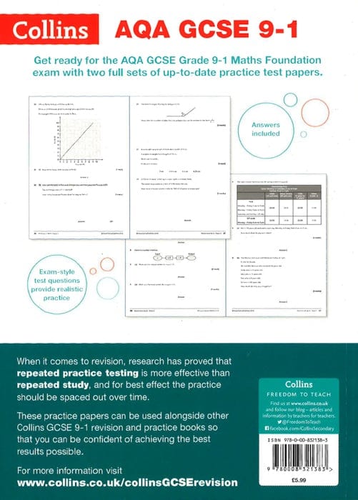Aqa Gcse 9-1 Maths Foundation Practice Papers: Ideal For Home Learning, 2021 Assessments And 2022 Exams (Collins Gcse Grade 9-1 Revision)