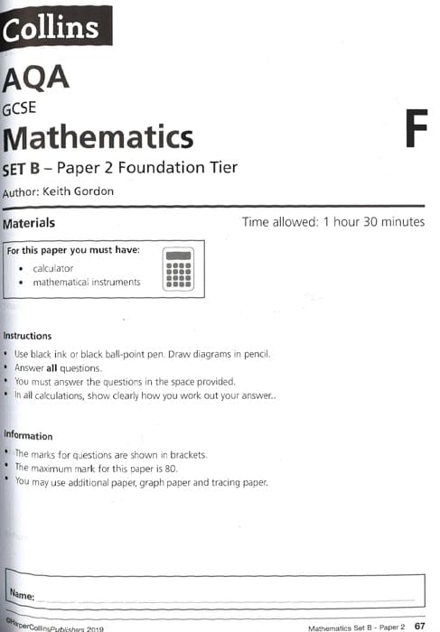 Aqa Gcse 9-1 Maths Foundation Practice Papers: Ideal For Home Learning, 2021 Assessments And 2022 Exams (Collins Gcse Grade 9-1 Revision)