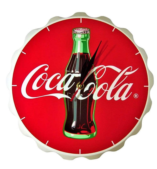 Coca Cola Wood Contour Bottle Crown Clock