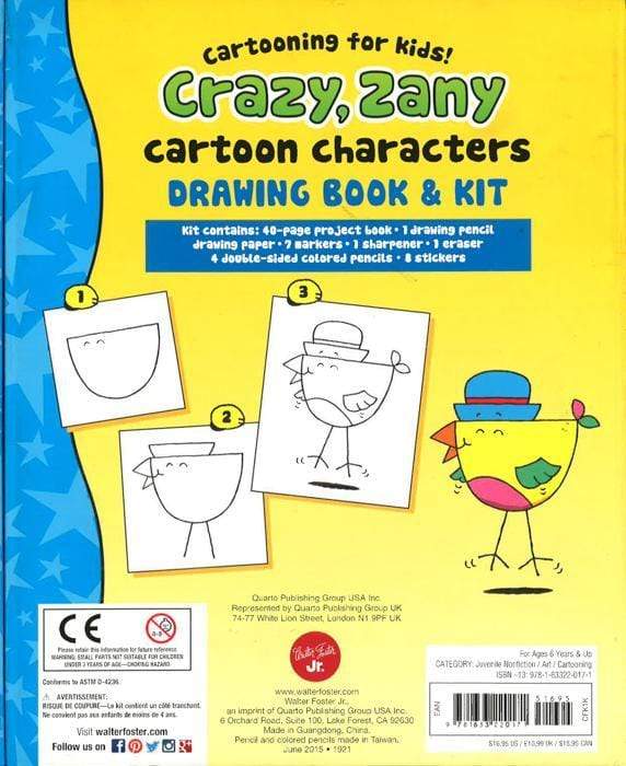Crazy, Zany Cartoon Characters Drawing Book And Kit
