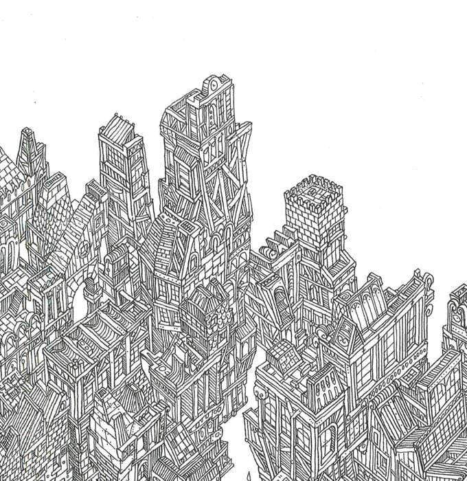 Fantastic Cityscapes: A Mister Mourao Coloring Book