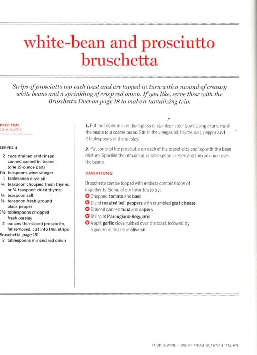 "Food & Wine" Quick From Scratch Italian Cookbook