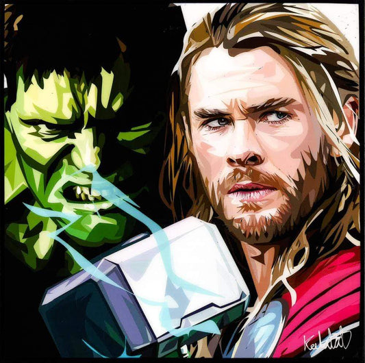 HULK WITH THOR POP ART (10X10)