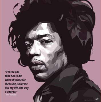 Jimi Hendrix Pop Art Medium Size-L/Pink (20'X20')