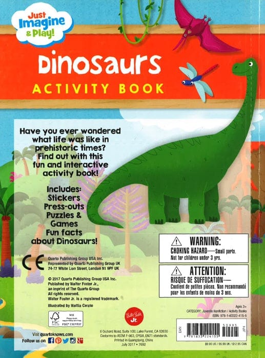 Just Imagine & Play! Dinosaurs Activity Book: Dinosaur Activity Book Includes: Stickers! Press-Outs! Puzzles & Games!