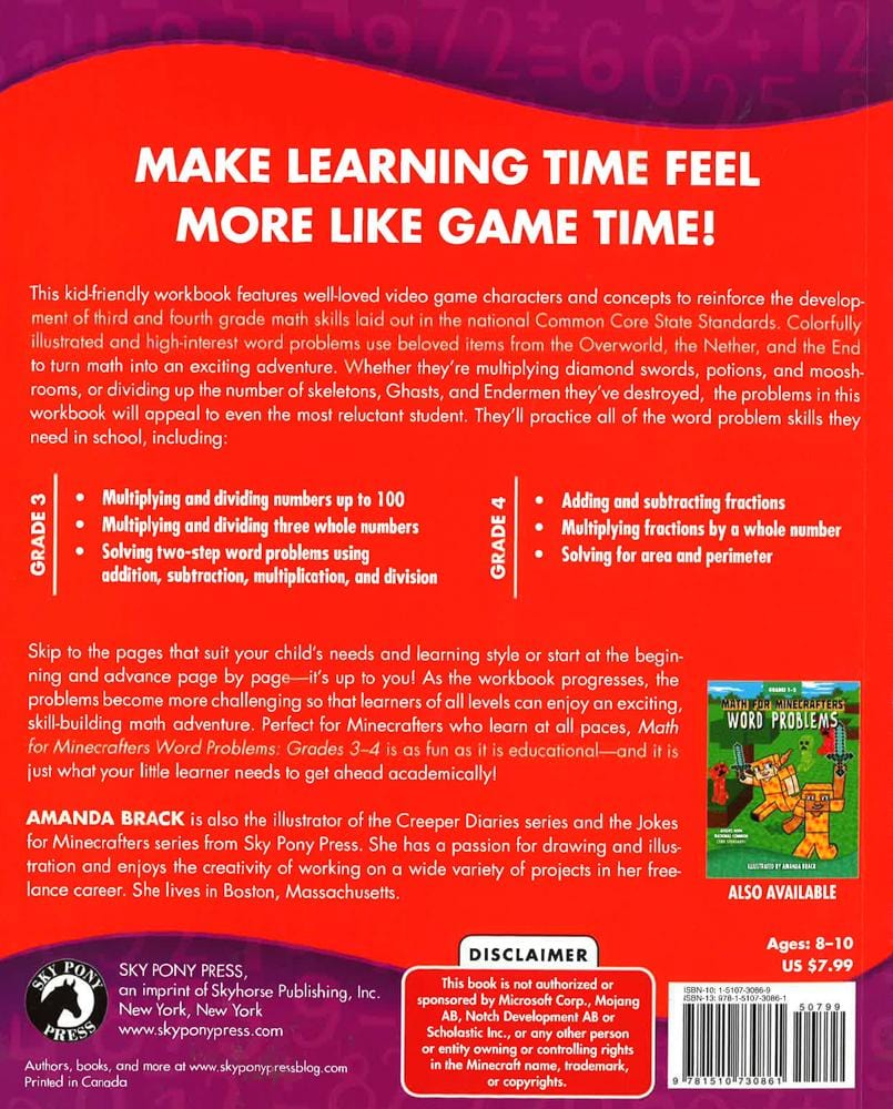 Math for Minecrafters Word Problems: Grades 3-4