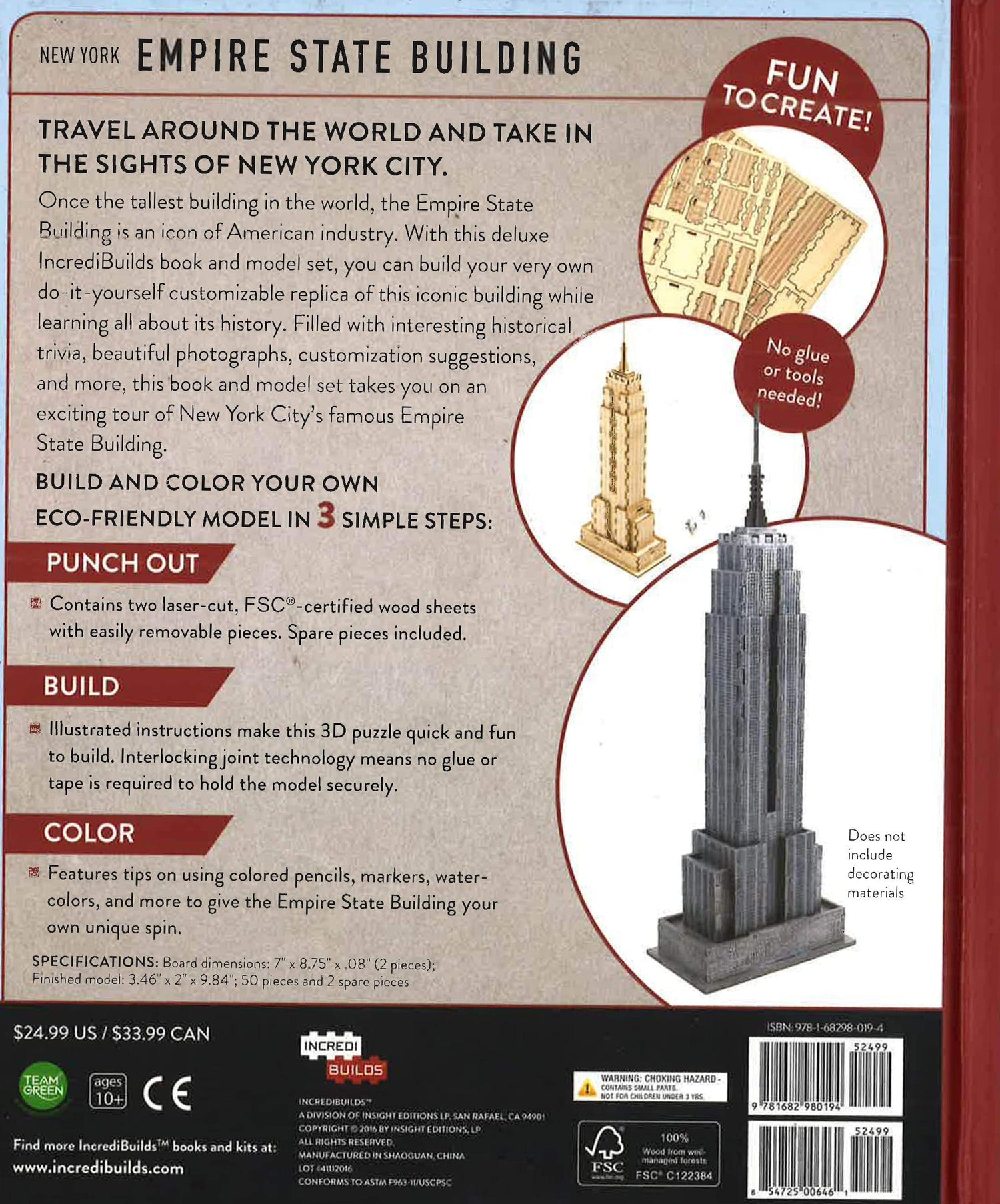 New York Empire State Building Deluxe Book And Model Set (Incredibuilds)