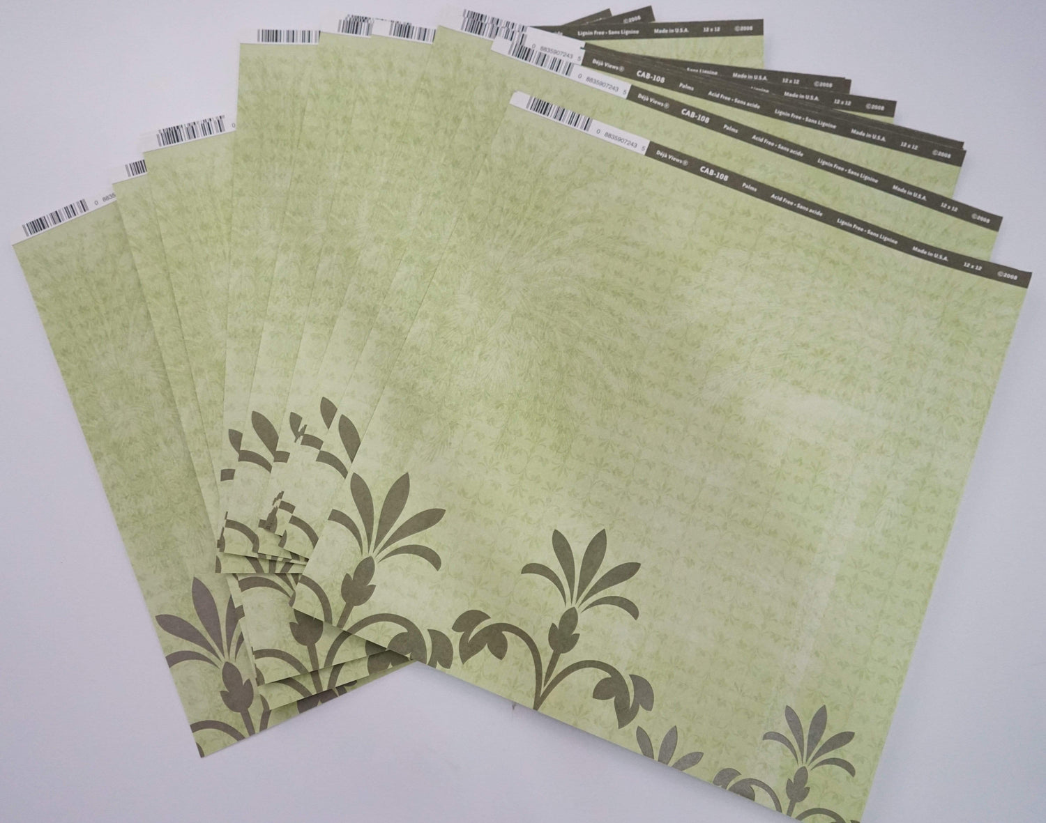 Scrapbook Paper: Green Palms-Varnish