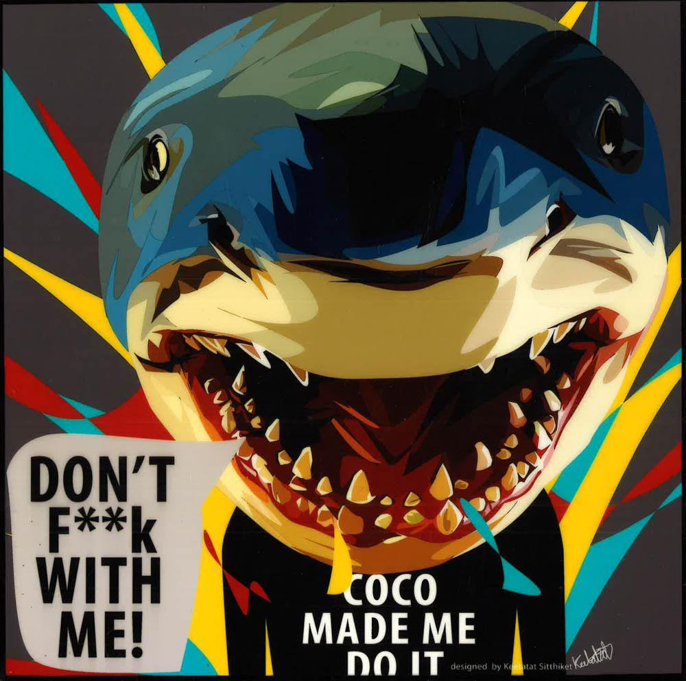 SHARK: COCO MADE ME DO IT POP ART (10'X10')