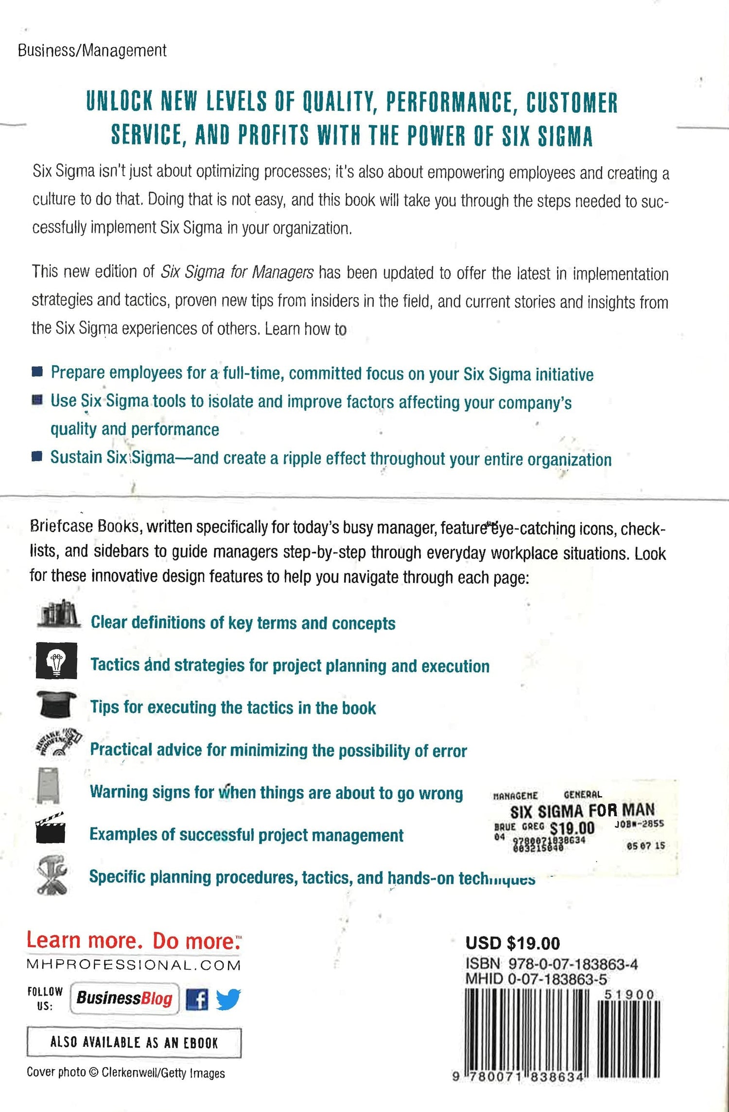 Six Sigma For Managers, Second Edition (Briefcase Books Series) BookXcess